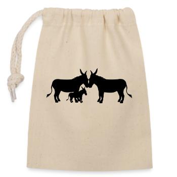 1 baby child little young family mom daddy donkey - Closable cotton gift bag (14x20cm) - nature - Front