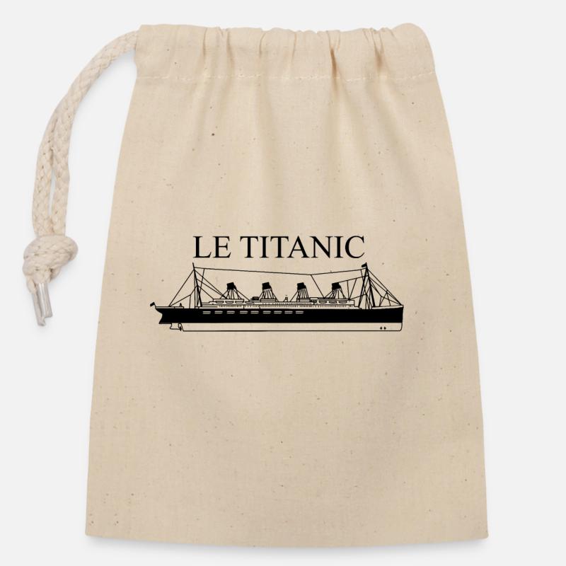 ship titanic - Closable cotton gift bag (14x20cm) - nature