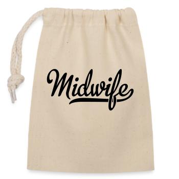 midwife - Closable cotton gift bag (14x20cm) - nature - Front