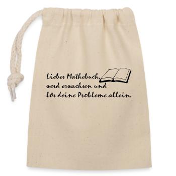 livre de maths - Sac cadeau en coton avec cordon (14 x 20 cm) - nature - Devant