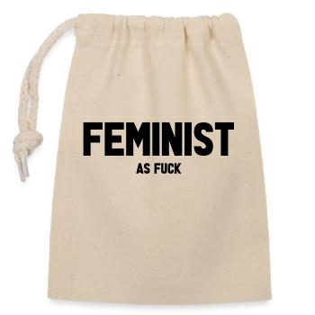 Feminist as fuck - Verschließbarer Geschenkbeutel aus Baumwolle (14x20cm) - Natur - Vorne