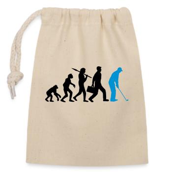 Golf spielen Evolution - Verschließbarer Geschenkbeutel aus Baumwolle (14x20cm) - Natur - Vorne