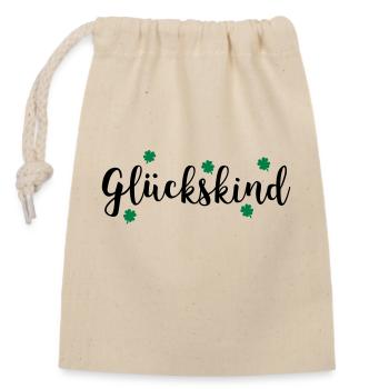 GLU CKSKIND - Verschließbarer Geschenkbeutel aus Baumwolle (14x20cm) - Natur - Vorne