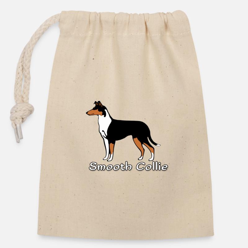Smooth Collie tricolour - Verschließbarer Geschenkbeutel aus Baumwolle (14x20cm) - Natur