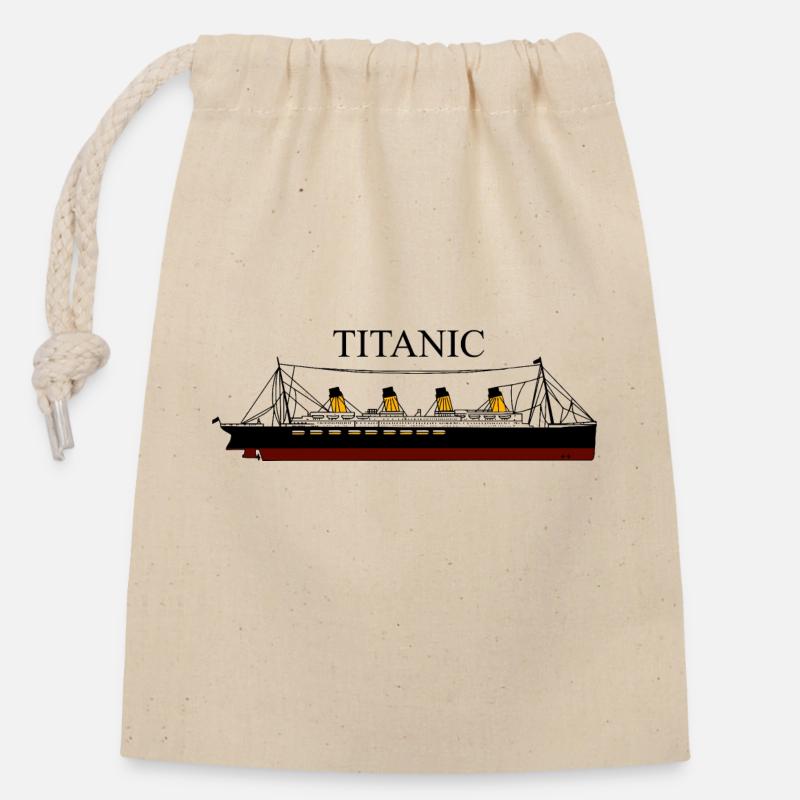 Titanic in Farbe - Verschließbarer Geschenkbeutel aus Baumwolle (14x20cm) - Natur