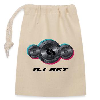 DJ - Closable cotton gift bag (14x20cm) - nature - Front