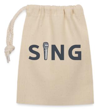 Sing Mikrofon - Verschließbarer Geschenkbeutel aus Baumwolle (14x20cm) - Natur - Vorne