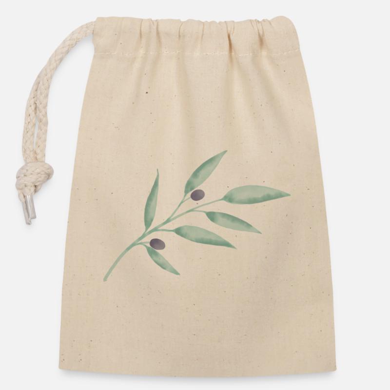 Olive Branch - Closable cotton gift bag (14x20cm) - nature