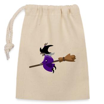 La sorcière vole sur le balai - Sac cadeau en coton avec cordon (14 x 20 cm) - nature - Devant