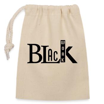 black work - Closable cotton gift bag (14x20cm) - nature - Front