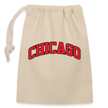 Chicago Logo: College-Design mit urbanem Stil - Verschließbarer Geschenkbeutel aus Baumwolle (14x20cm) - Natur - Vorne