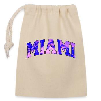 Miami logo: Collegiate design with a tropical vibe - Closable cotton gift bag (14x20cm) - nature - Front