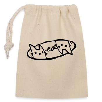 Logo Meow 2 Katzen - Verschließbarer Geschenkbeutel aus Baumwolle (14x20cm) - Natur - Vorne