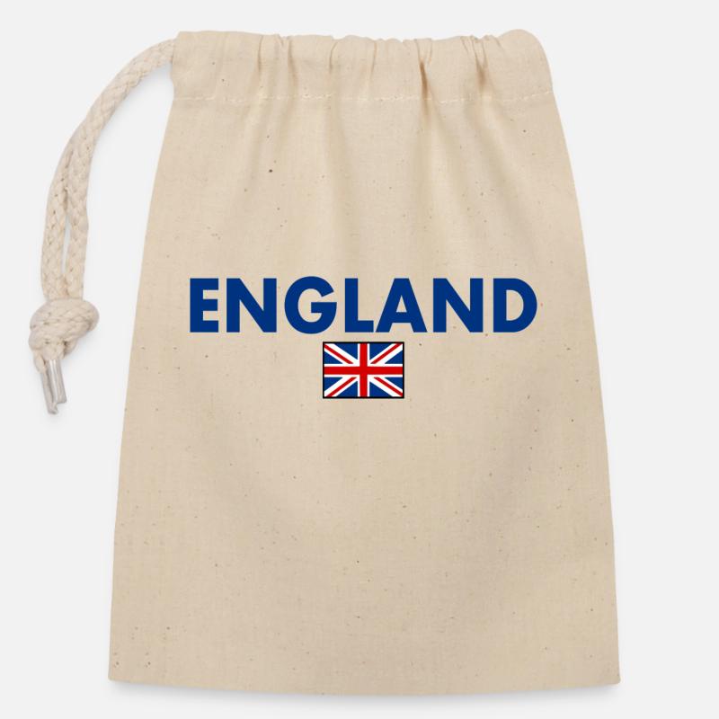 England - Closable cotton gift bag (14x20cm) - nature