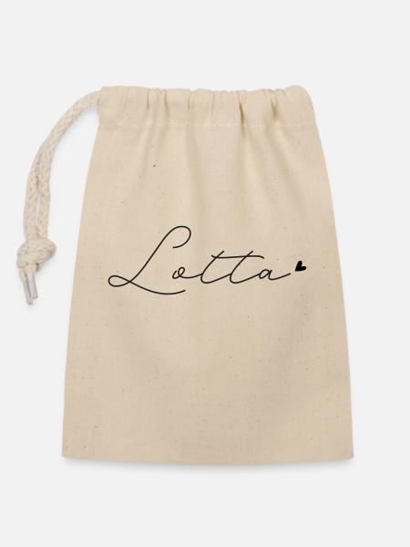 Name Lotta - Verschließbarer Geschenkbeutel aus Baumwolle (14x20cm) - Natur