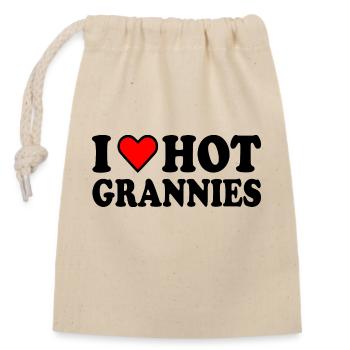 I love hot grannies - Verschließbarer Geschenkbeutel aus Baumwolle (14x20cm) - Natur - Vorne