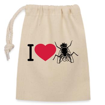 J’aime Housefly Heart - Sac cadeau en coton avec cordon (14 x 20 cm) - nature - Devant