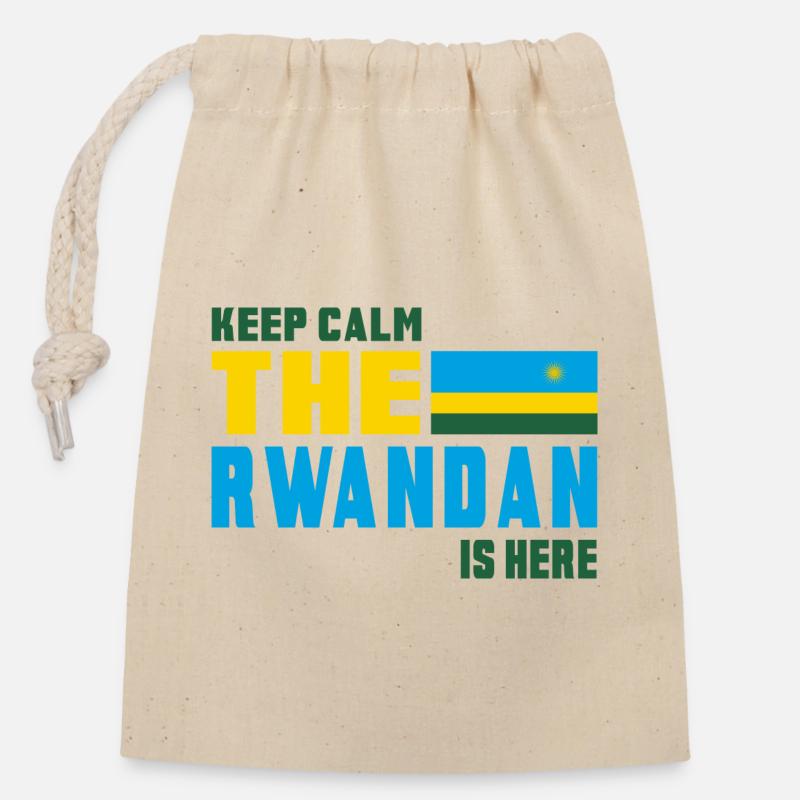 Keep calm Rwanda flag design - Closable cotton gift bag (14x20cm) - nature