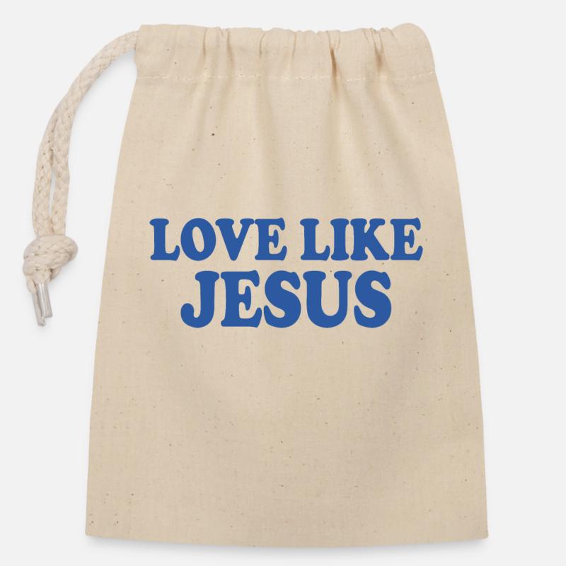 Love like jesus - Verschließbarer Geschenkbeutel aus Baumwolle (14x20cm) - Natur