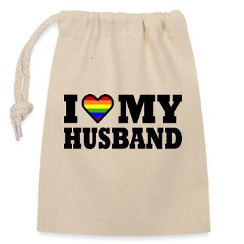 I love my husband - Verschließbarer Geschenkbeutel aus Baumwolle (14x20cm) - Natur - Vorne