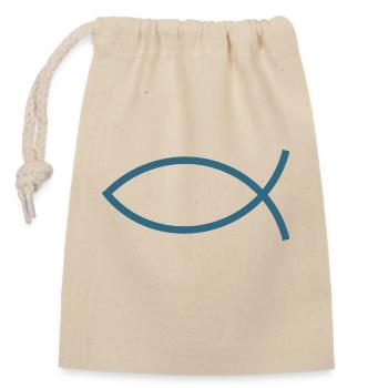 Jésus poisson Ichthys poisson poisson poisson - Sac cadeau en coton avec cordon (14 x 20 cm) - nature - Devant