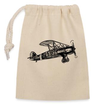 Flying Box Biplane Vintage Illustration - Closable cotton gift bag (14x20cm) - nature - Front