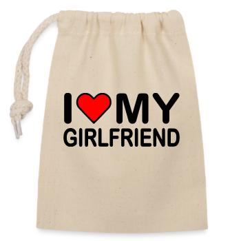 I love my girlfriend - Sac cadeau en coton avec cordon (14 x 20 cm) - nature - Devant