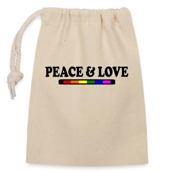 Peace and love - Closable cotton gift bag (14x20cm) - nature - Front