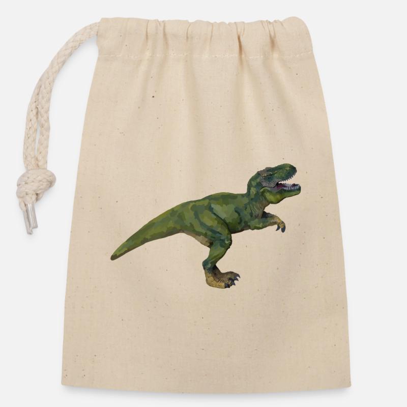 Tom T-Rex - Sac cadeau en coton avec cordon (14 x 20 cm) - nature