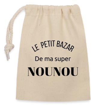 Le petit bazar de ma super nounou - Sac cadeau en coton avec cordon (14 x 20 cm) - nature - Devant