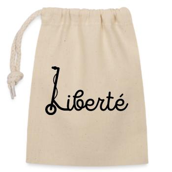trottinette - Sac cadeau en coton avec cordon (14 x 20 cm) - nature - Devant