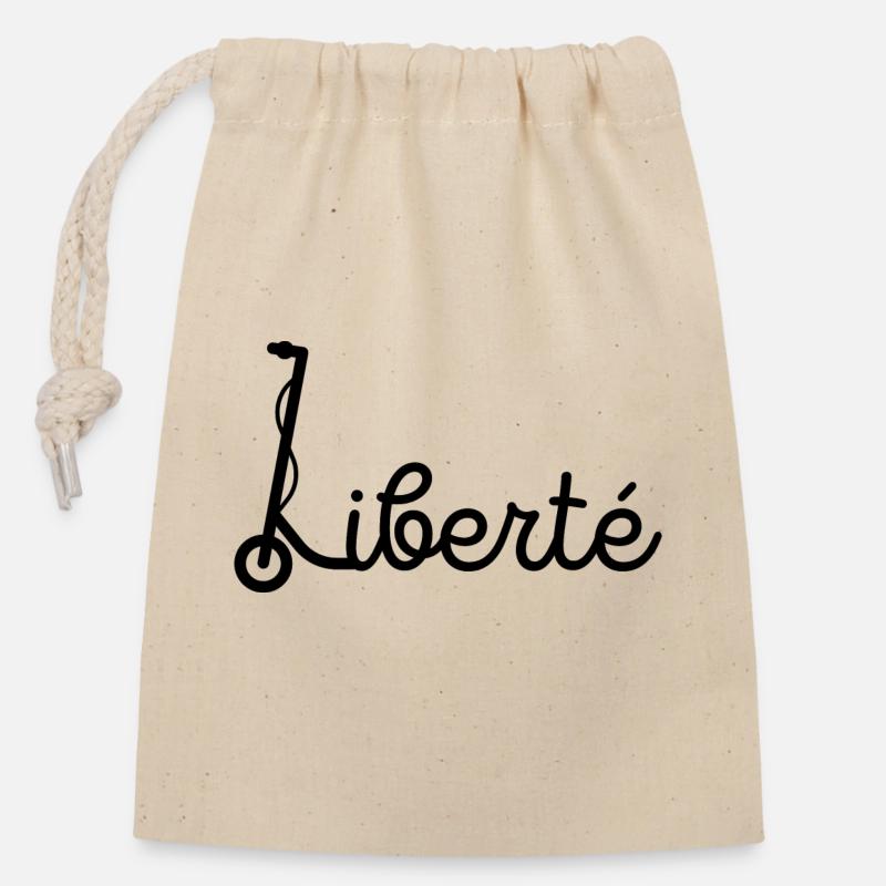 trottinette - Sac cadeau en coton avec cordon (14 x 20 cm) - nature