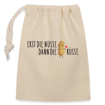 Erdnuss Liebe - Verschließbarer Geschenkbeutel aus Baumwolle (14x20cm) - Natur - Vorne