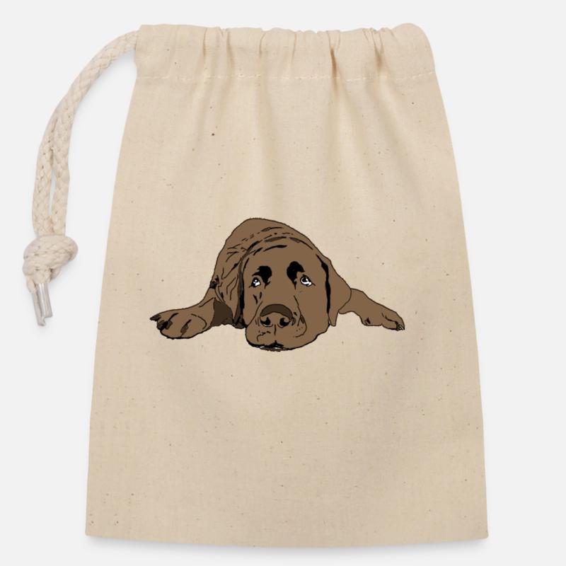Labrador - Closable cotton gift bag (14x20cm) - nature