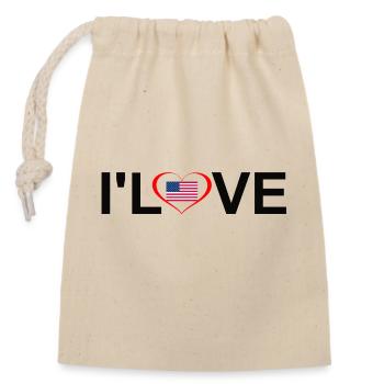 LOVE USA - Sac cadeau en coton avec cordon (14 x 20 cm) - nature - Devant
