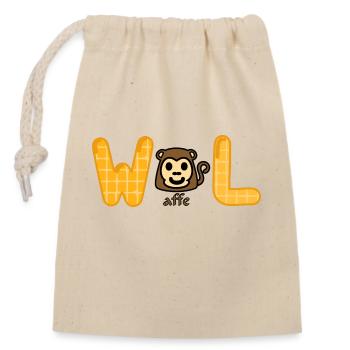Waffel - Affe - Wortspiel - Verschließbarer Geschenkbeutel aus Baumwolle (14x20cm) - Natur - Vorne