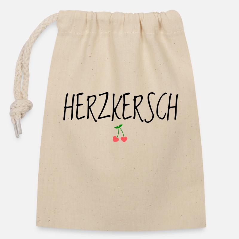 Herzkersch - Verschließbarer Geschenkbeutel aus Baumwolle (14x20cm) - Natur