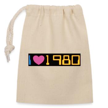 I love 1980 - Design of the 80s - Closable cotton gift bag (14x20cm) - nature - Front