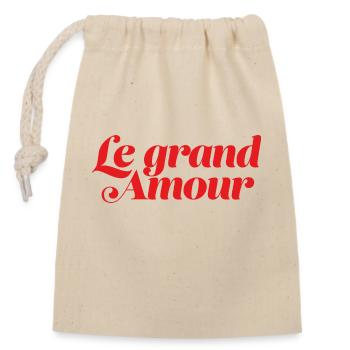 Pour les amoureux - Sac cadeau en coton avec cordon (14 x 20 cm) - nature - Devant