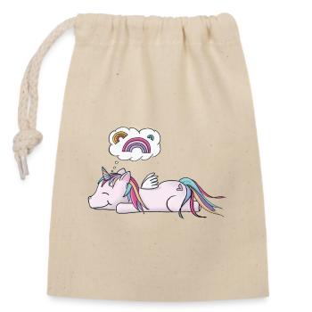 Dreaming unicorn - Closable cotton gift bag (14x20cm) - nature - Front
