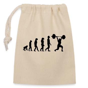 Haltérophilie évolution - Sac cadeau en coton avec cordon (14 x 20 cm) - nature - Devant