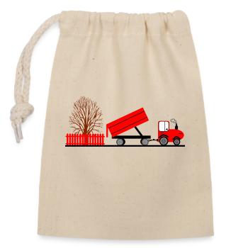 Tracteur - Sac cadeau en coton avec cordon (14 x 20 cm) - nature - Devant