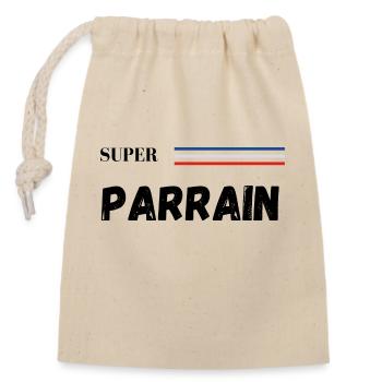 super parrain - t-shirt assorti - Sac cadeau en coton avec cordon (14 x 20 cm) - nature - Devant