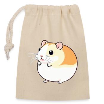 Niedliche Cartoon Hamster Liebe Haustier 7 - Verschließbarer Geschenkbeutel aus Baumwolle (14x20cm) - Natur - Vorne