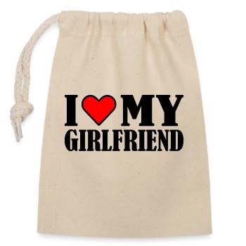 I love my girlfriend - Sac cadeau en coton avec cordon (14 x 20 cm) - nature - Devant