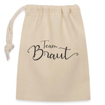 Team Braut - Verschließbarer Geschenkbeutel aus Baumwolle (14x20cm) - Natur - Vorne