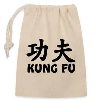 Kung fu logo - Closable cotton gift bag (14x20cm) - nature - Front