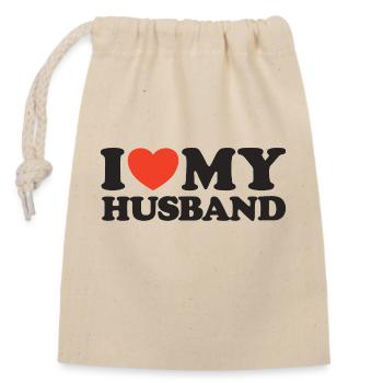 I love my husband heart shirt - Closable cotton gift bag (14x20cm) - nature - Front
