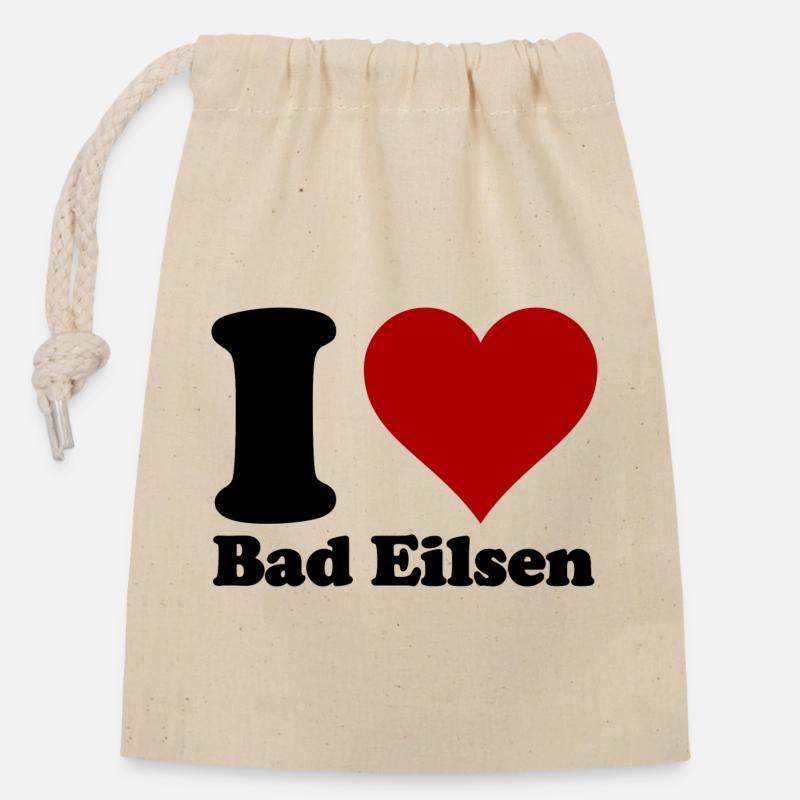 J’adore Bad Eilsen - Sac cadeau en coton avec cordon (14 x 20 cm) - nature