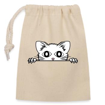 Chat dans la poche - chat dans sa poche - Sac cadeau en coton avec cordon (14 x 20 cm) - nature - Devant